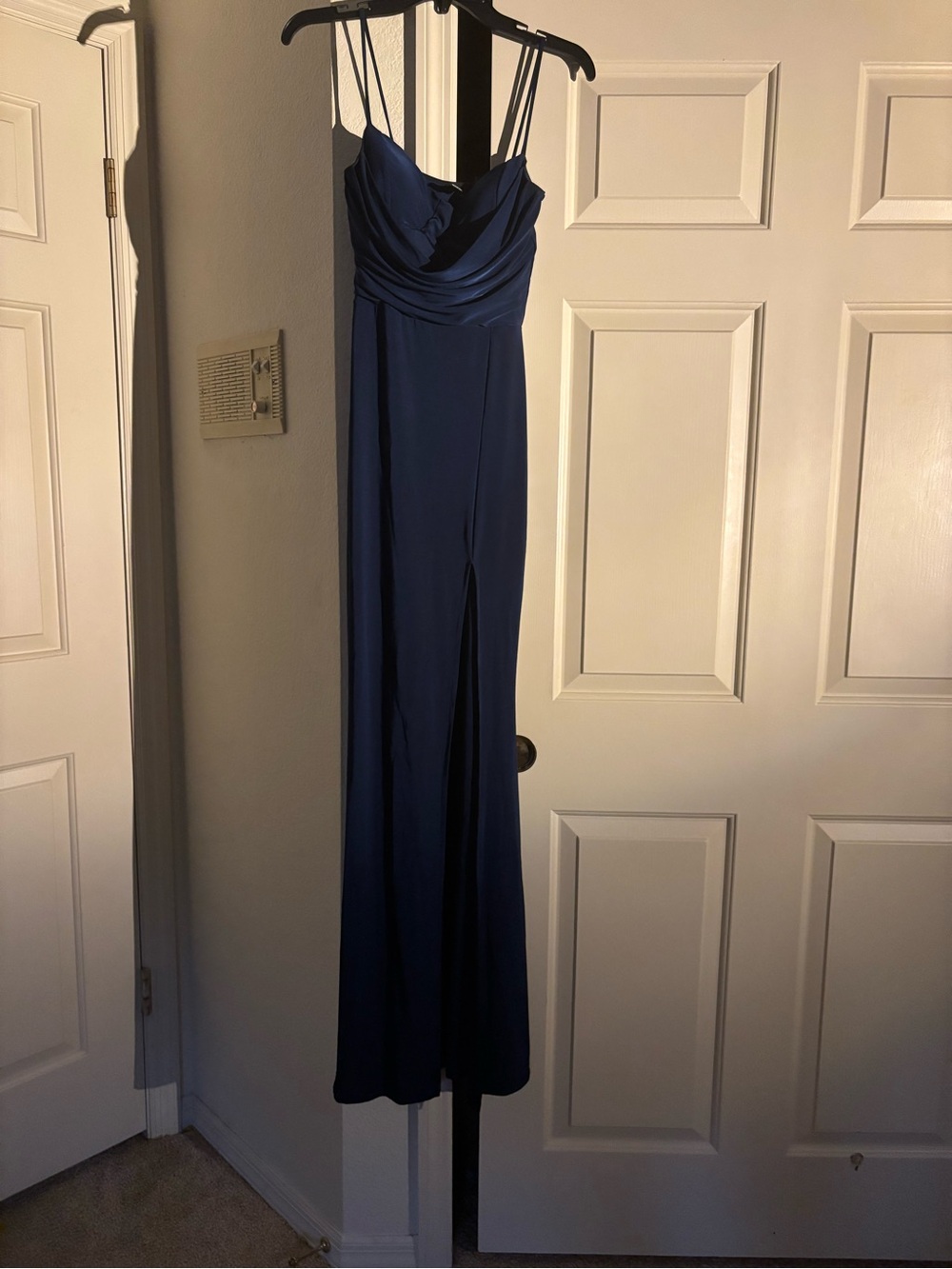 Windsor Navy Blue Spaghetti Strap Prom Dress